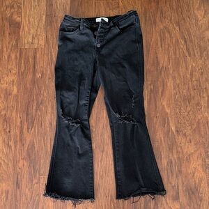 Flying Monkey Black Distressed Flare Jeans